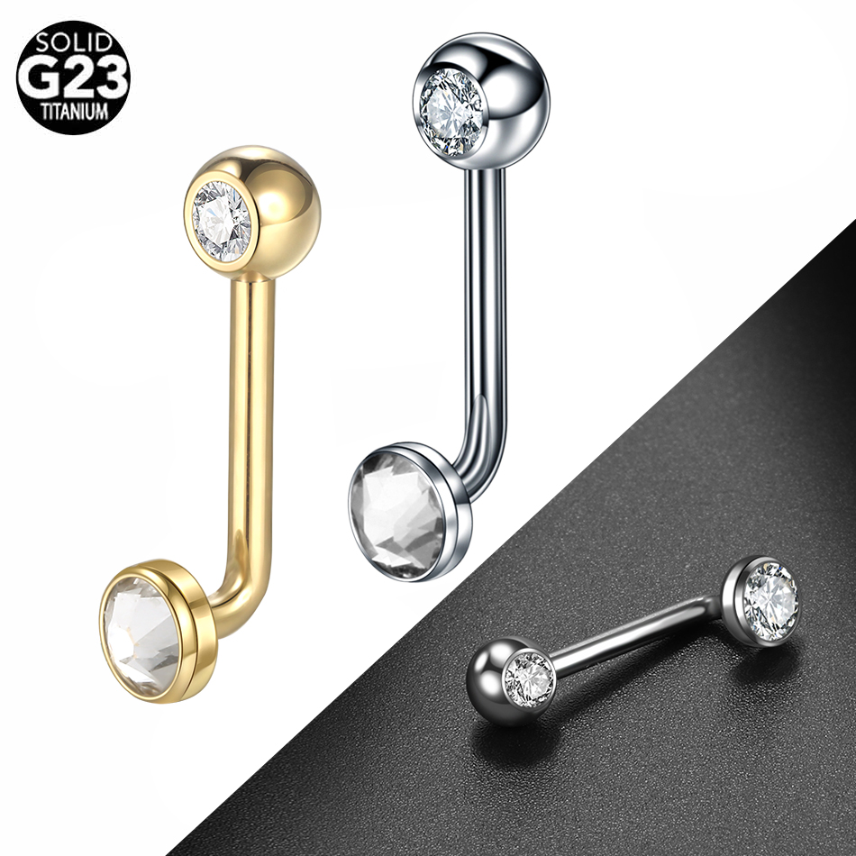 Body Jewelry Vch - 1 adet G23 titanyum CZ kavisli