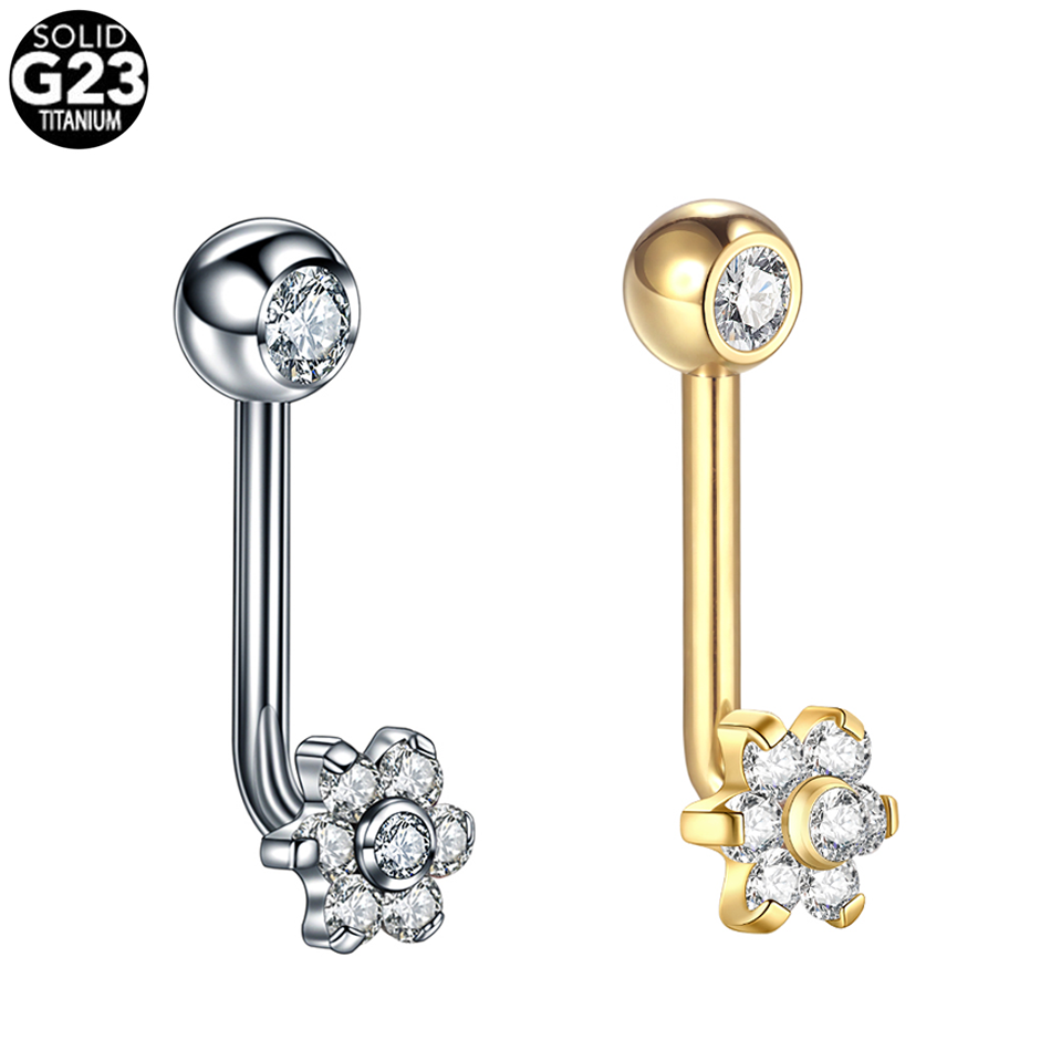 Body Jewelry Vch - 1 adet 14G Titanyum Çiçek Christina