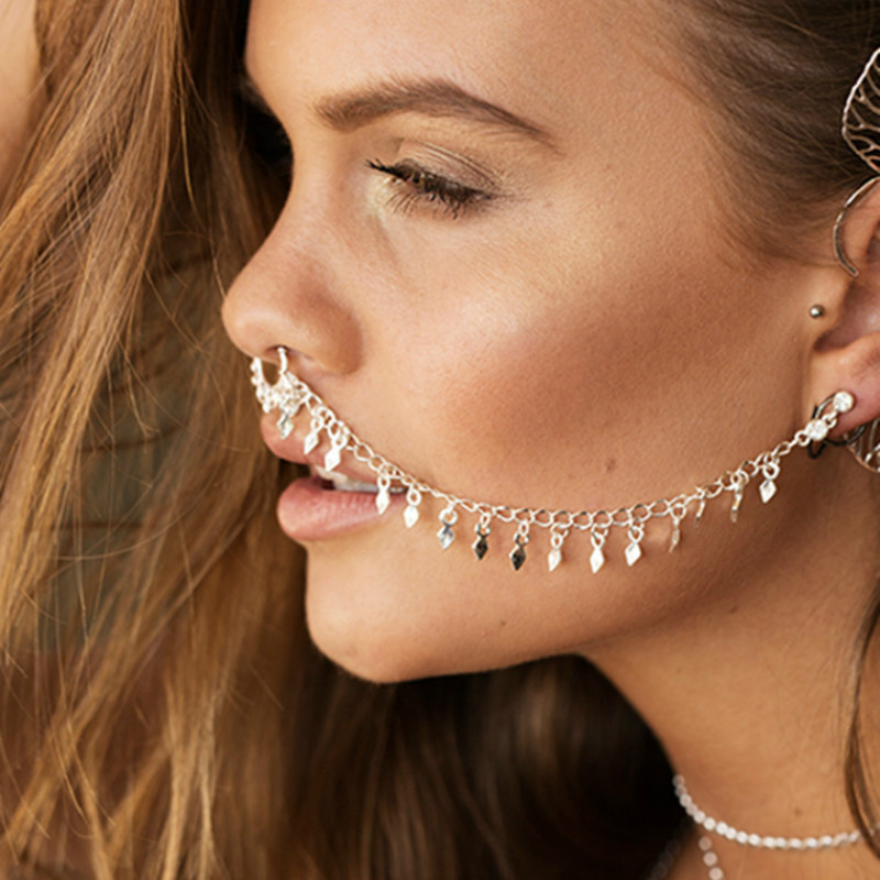 Body Jewelry Indian - Burun halkalı anahtarlık, asılı disk çember
