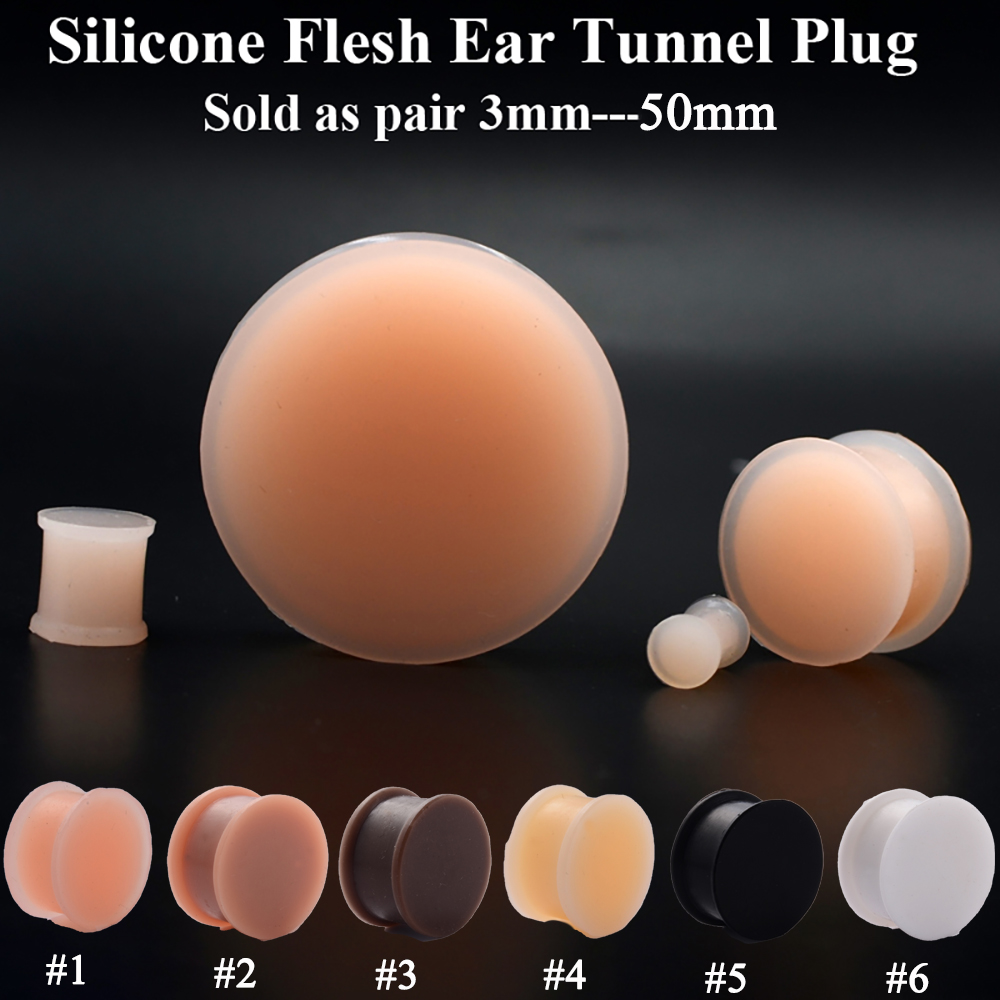 Body Jewelry Ear Gauges - 1 çift Silikon Esnek Kalın Kulak