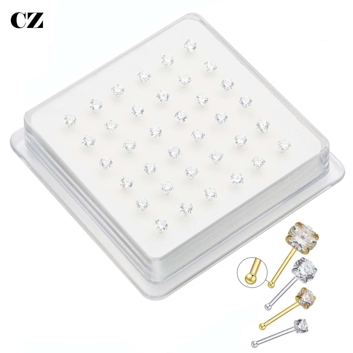 Body Jewelry Indian - 36 adet/paket 925 ayar gümüş zirkon