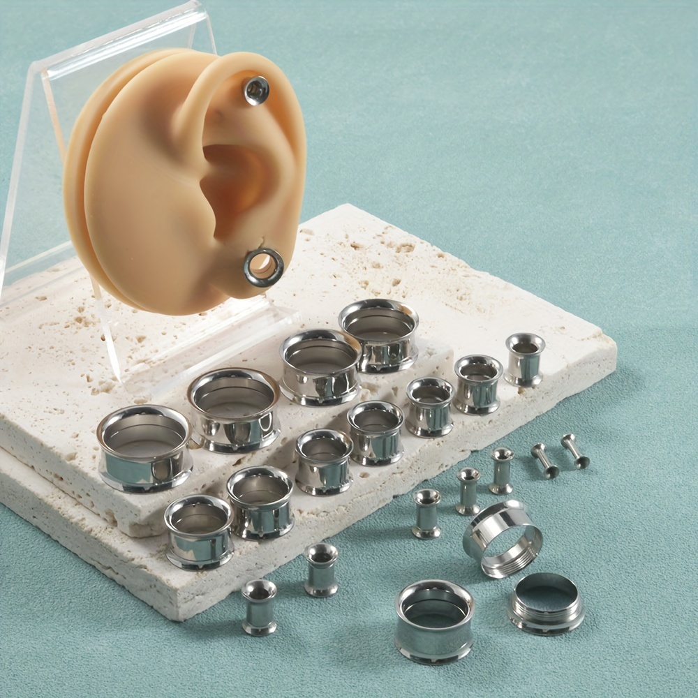 Body Jewelry Ear Gauges - 1 çift/12 çift Set paslanmaz çelik