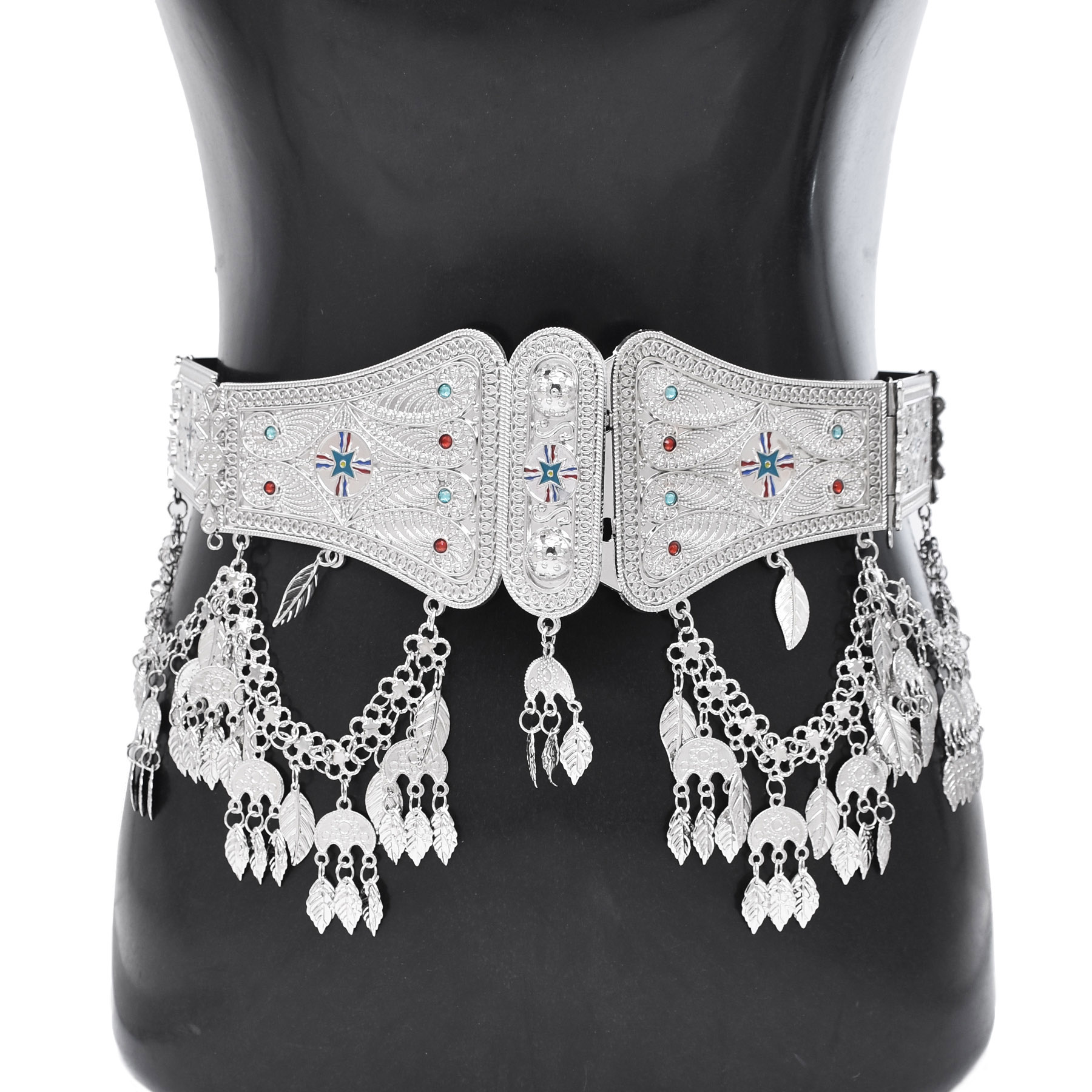 Body Jewelry Indian - Gümüş kaplama fas kaftan kemer kalp