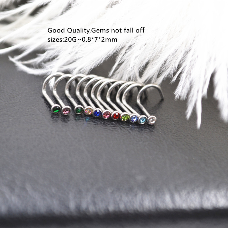 50 adet 20Gx7x2mm Taşlar Burun - Body Jewelry Good Quality incelemesi ve fiyatı